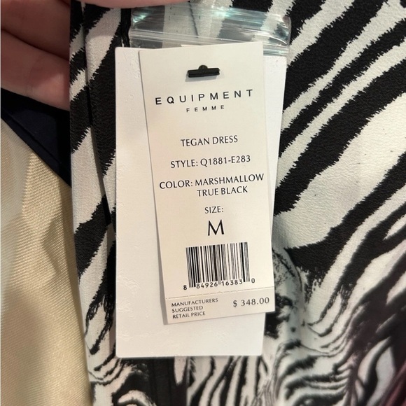Equipment Femme Tegan Midi Shirt Dress Size M Zebra Print Sleeveless Silk - Picture 7 of 7